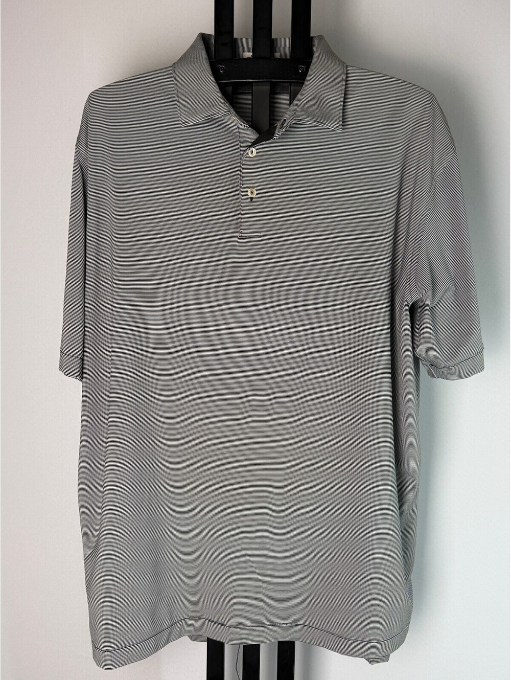 Peter Millar Summer Comfort Polo Mens XL Black White Stripe Performance Golf